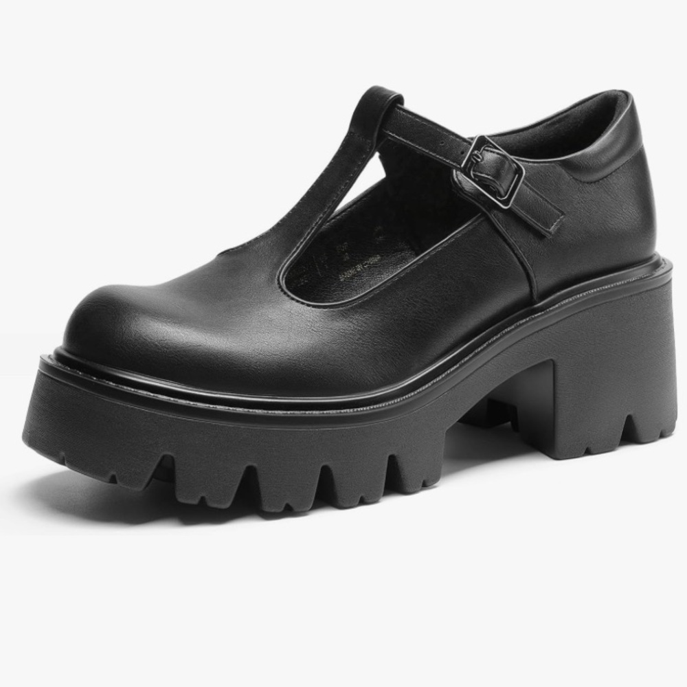 Dream Pairs T Strap Black Chunky Platform Mary Jane Shoes Size 8
